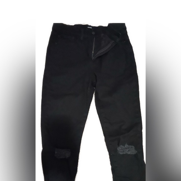 Express distressed high waisted black legging skinny jean size 4 - Picture 6 of 11